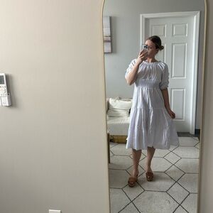 NWT Vanessa Scott Dress Midi Off The Shoulder Tiered in White